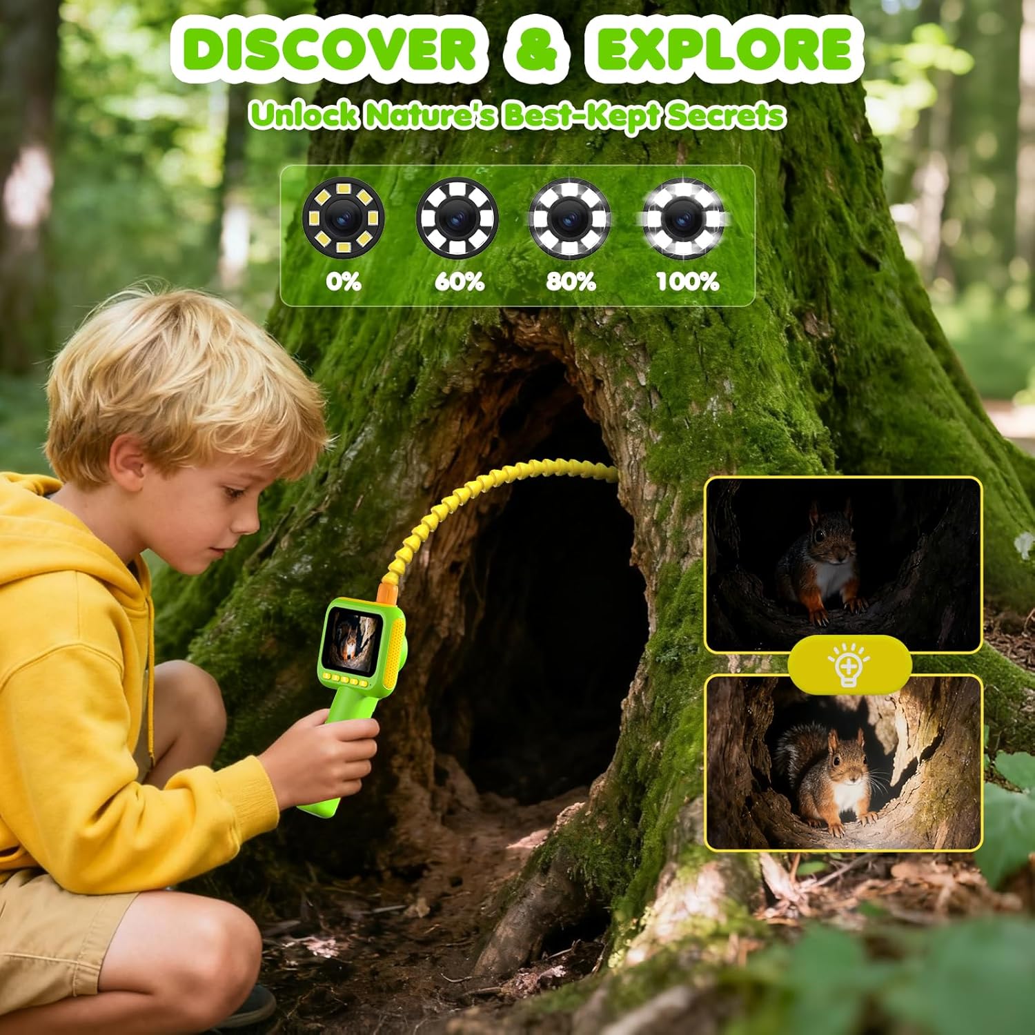 Kids Toys 3 Year Old - Эндоскоп для детей, бороскоп-камера-змейка с подсветкой,